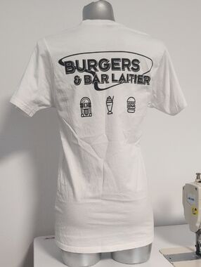 Gildan White Short Sleeve Tee with Black Retro Diner Graphic